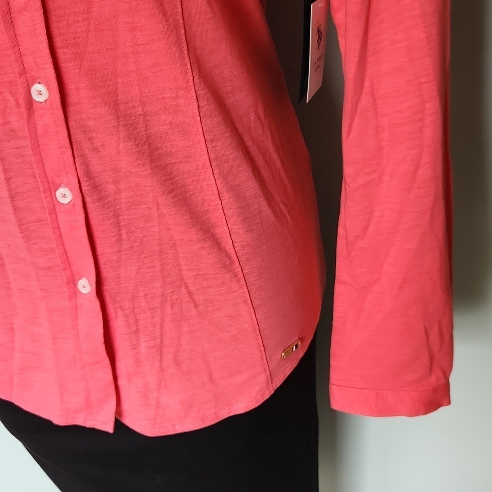 U.S. Polo Assn Pink Button Down Top - Picture 8 of 13